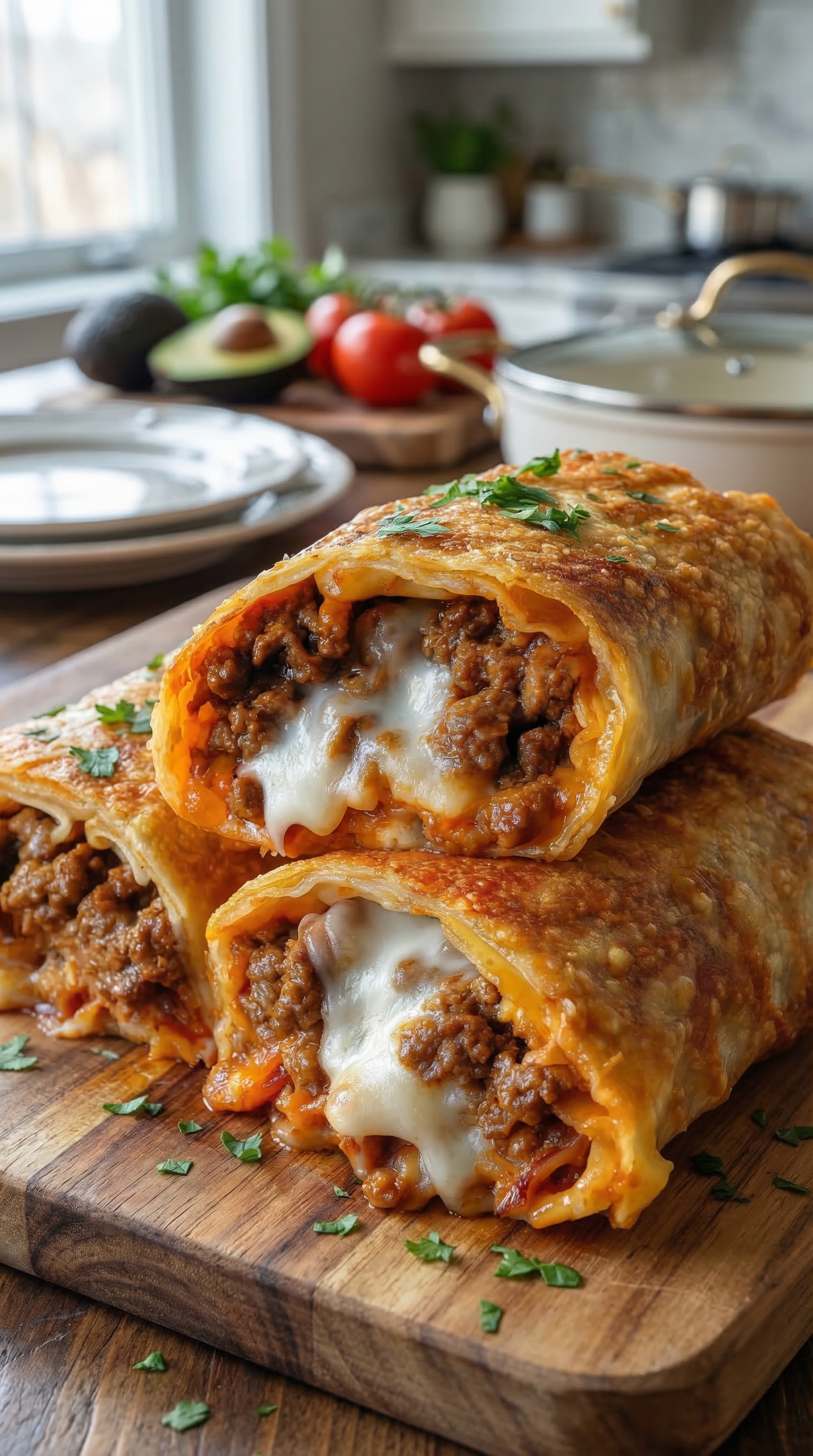 Crispy Beef and Cheese Chimichangas
