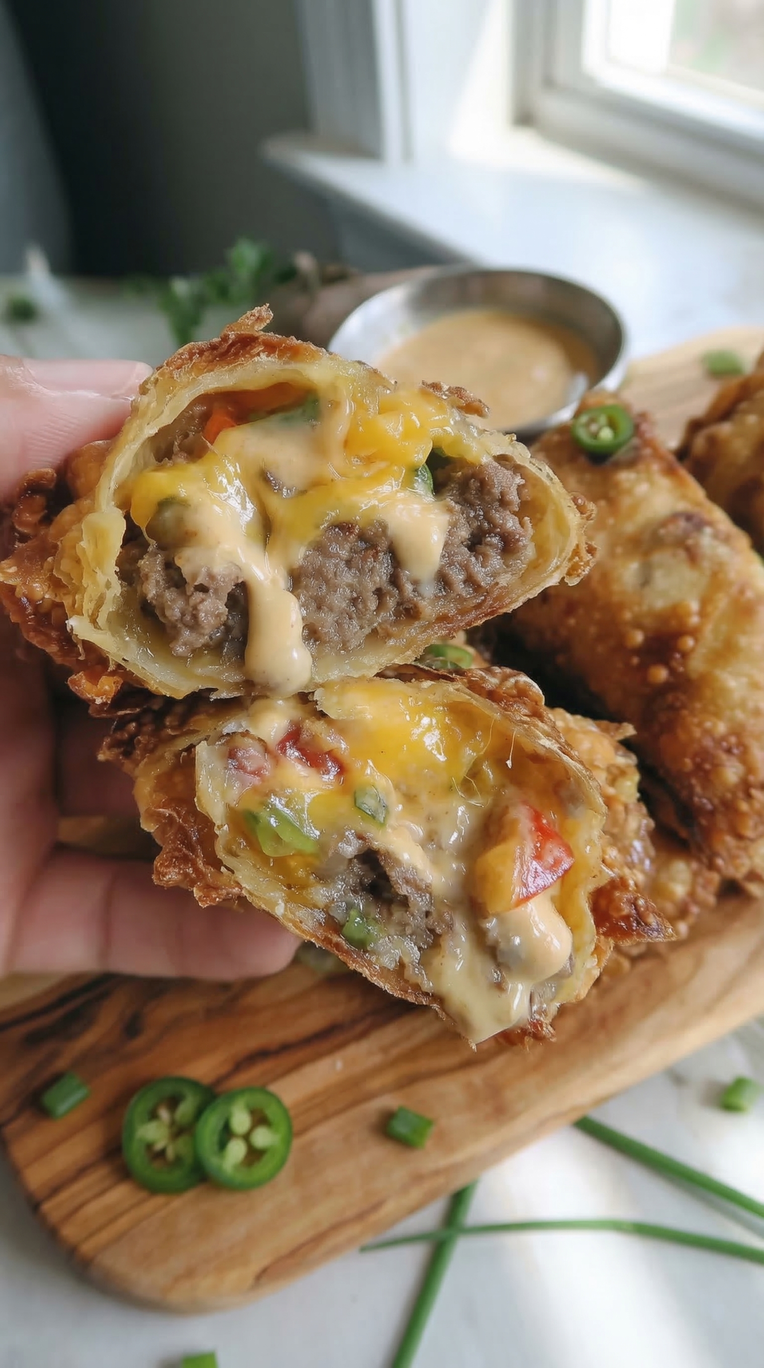 Cheeseburger Egg Rolls Golden Fried