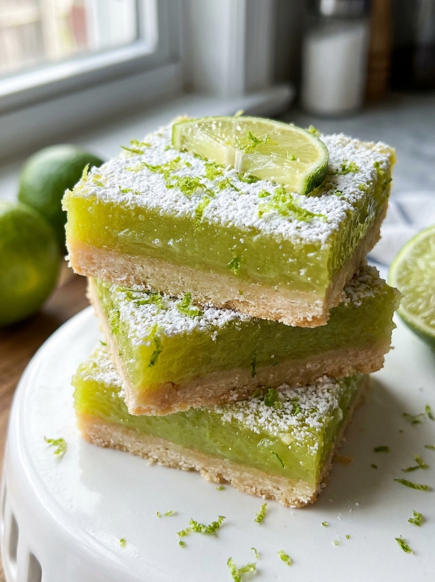 A stack of green lime bars.