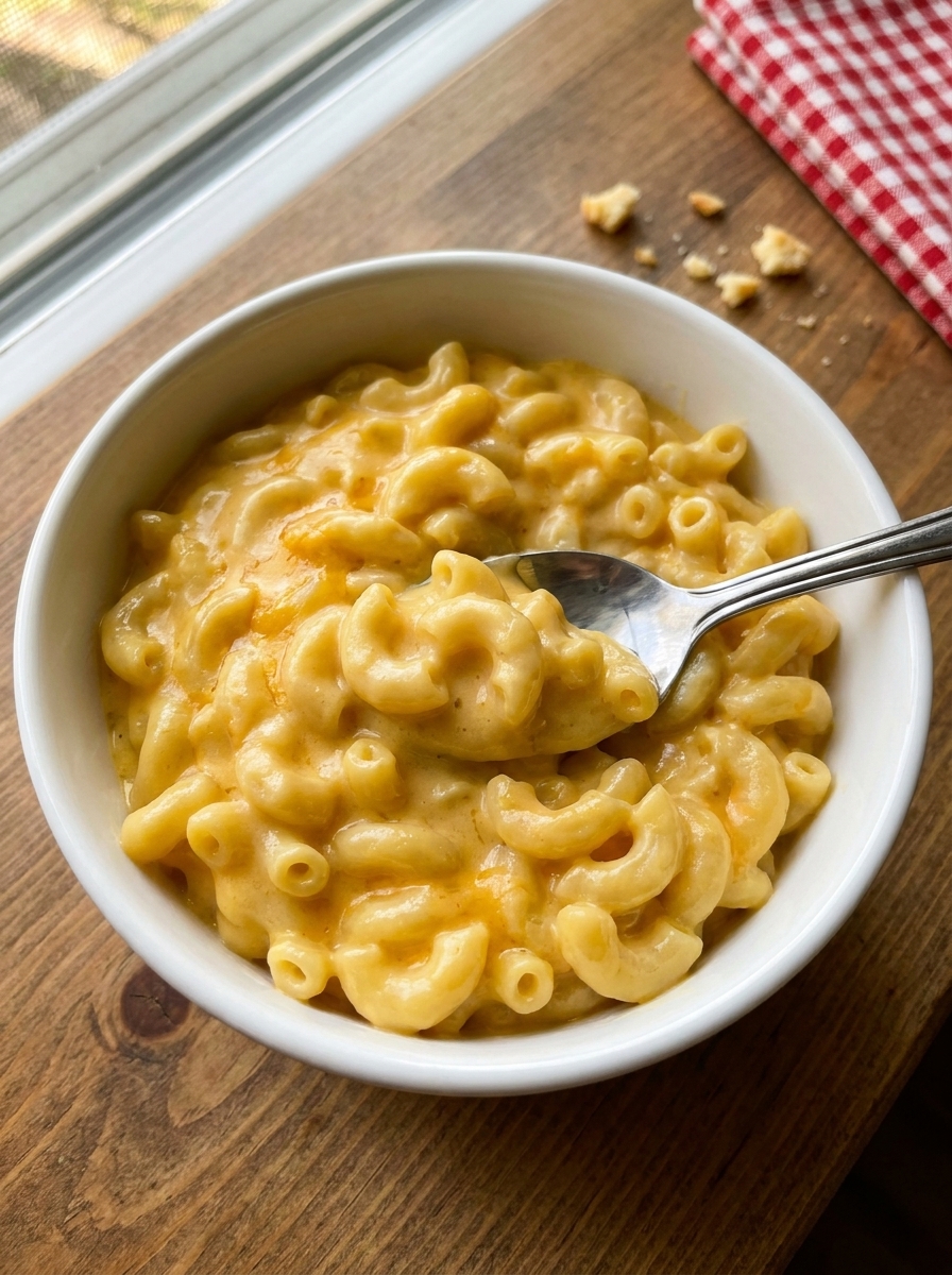 A bowl of mac and cheese.