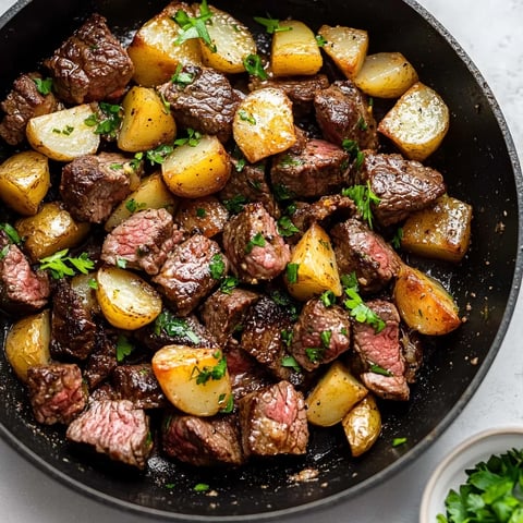 Garlic Butter Steak Bites and Potatoes