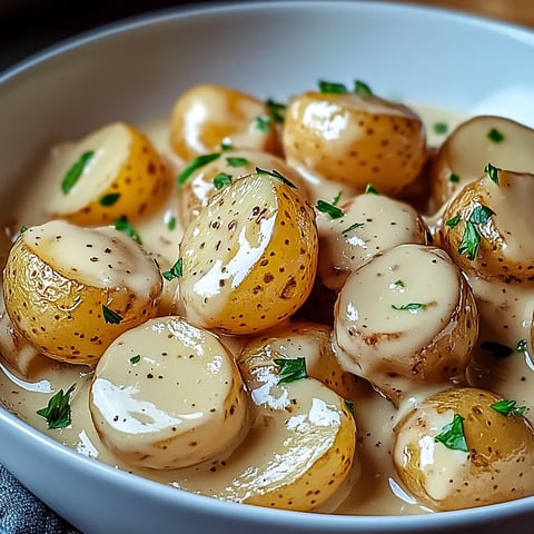 Easy Creamy Garlic Sauce Baby Potatoes Recipe