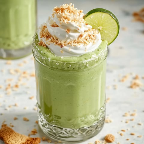 A glass of green smoothie with white whipped cream.